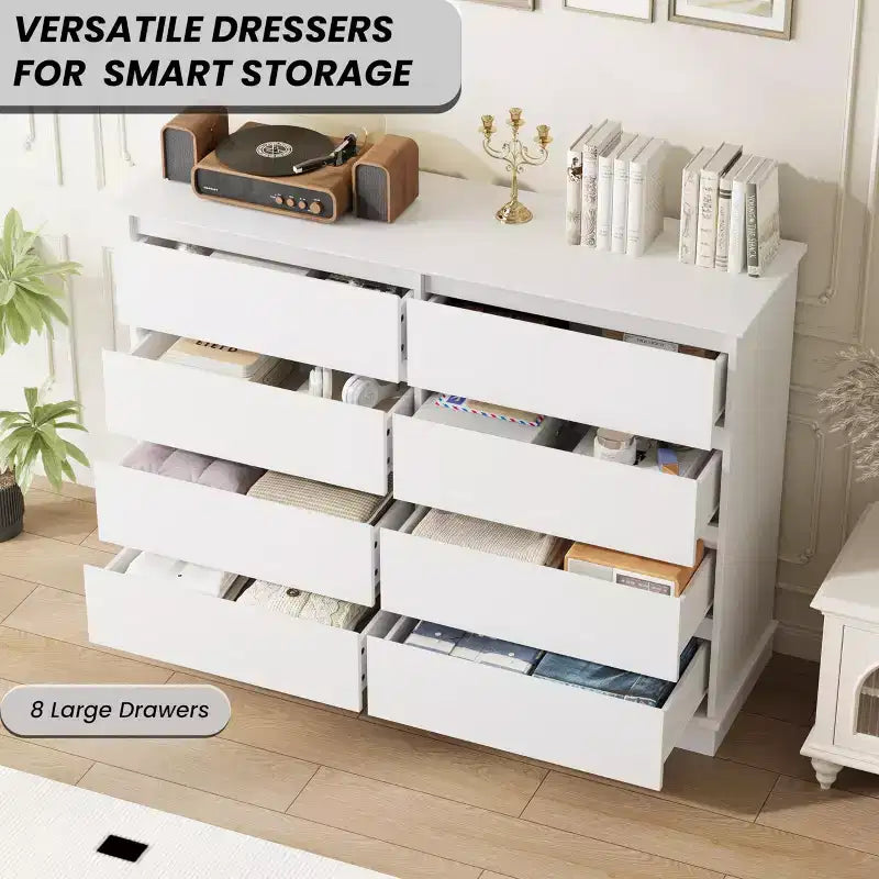 COZONY 51 Wide 8-Drawer Double Dresser Large Horizontal Chest with Deep Drawers & Wide Top for Bedroom, Closet, Living Room & Hallway