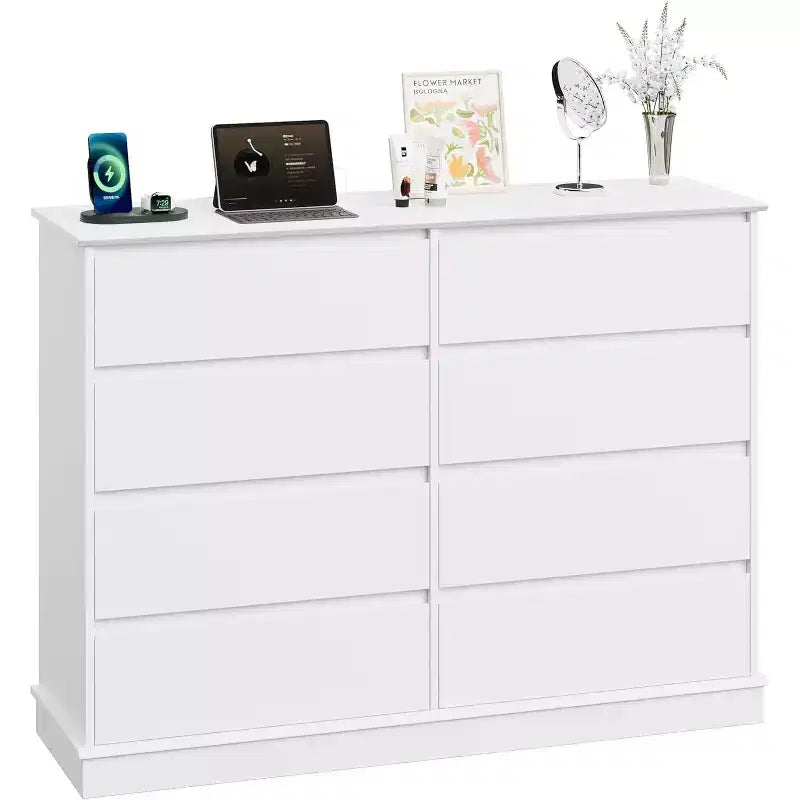 COZONY 51 Wide 8-Drawer Double Dresser Large Horizontal Chest with Deep Drawers & Wide Top for Bedroom, Closet, Living Room & Hallway
