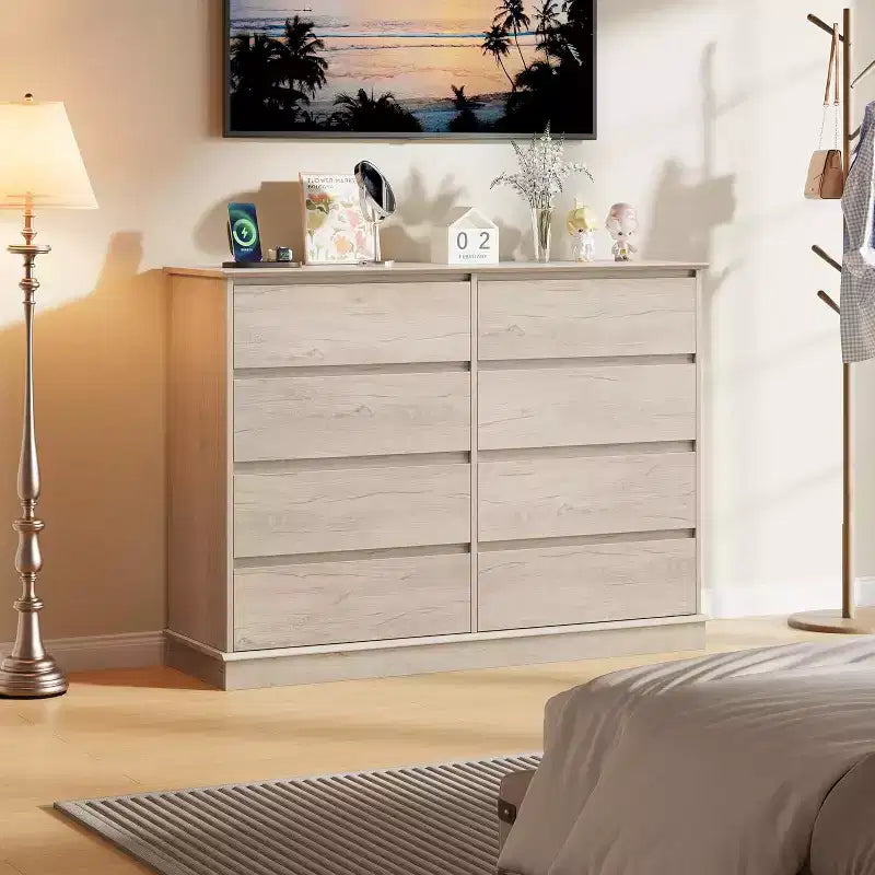 COZONY 51 Wide 8-Drawer Double Dresser Large Horizontal Chest with Deep Drawers & Wide Top for Bedroom, Closet, Living Room & Hallway