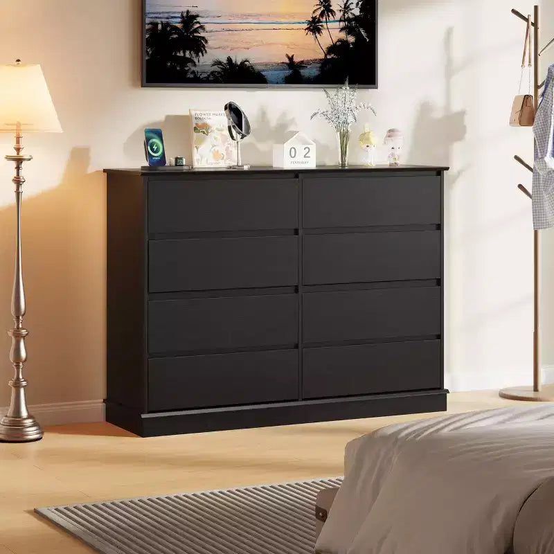 COZONY 51 Wide 8-Drawer Double Dresser Large Horizontal Chest with Deep Drawers & Wide Top for Bedroom, Closet, Living Room & Hallway