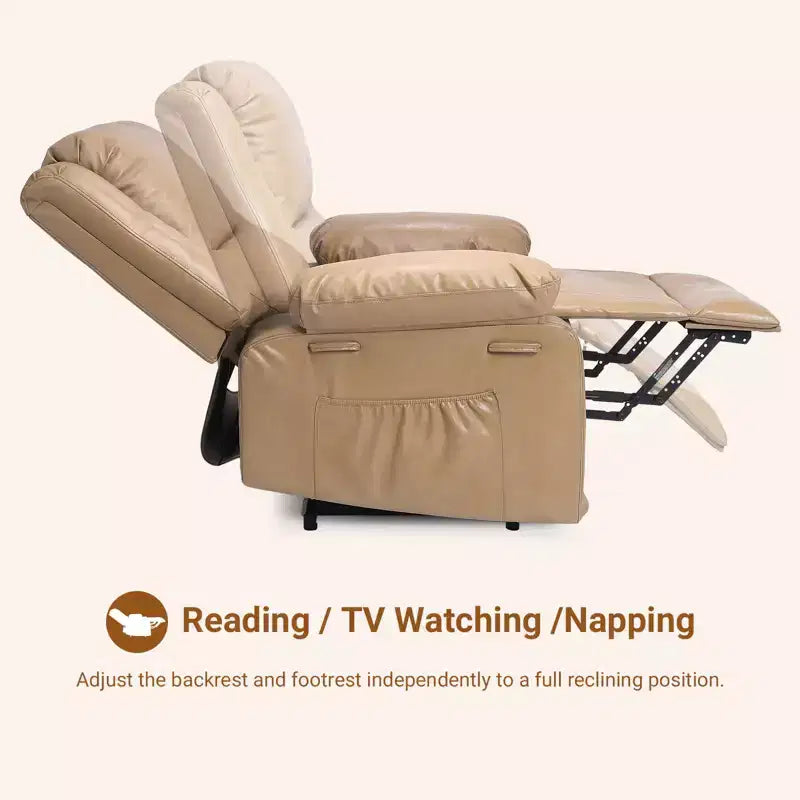 Electric Lift Recliner Chair - Heat and Massage,PU Leather Heavy Duty Power Recliner for Elderly & Mobility Impaired,Adjustable Back and Legs