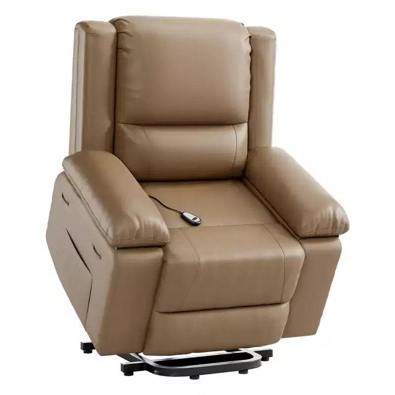 Electric Lift Recliner Chair - Heat and Massage,PU Leather Heavy Duty Power Recliner for Elderly & Mobility Impaired,Adjustable Back and Legs
