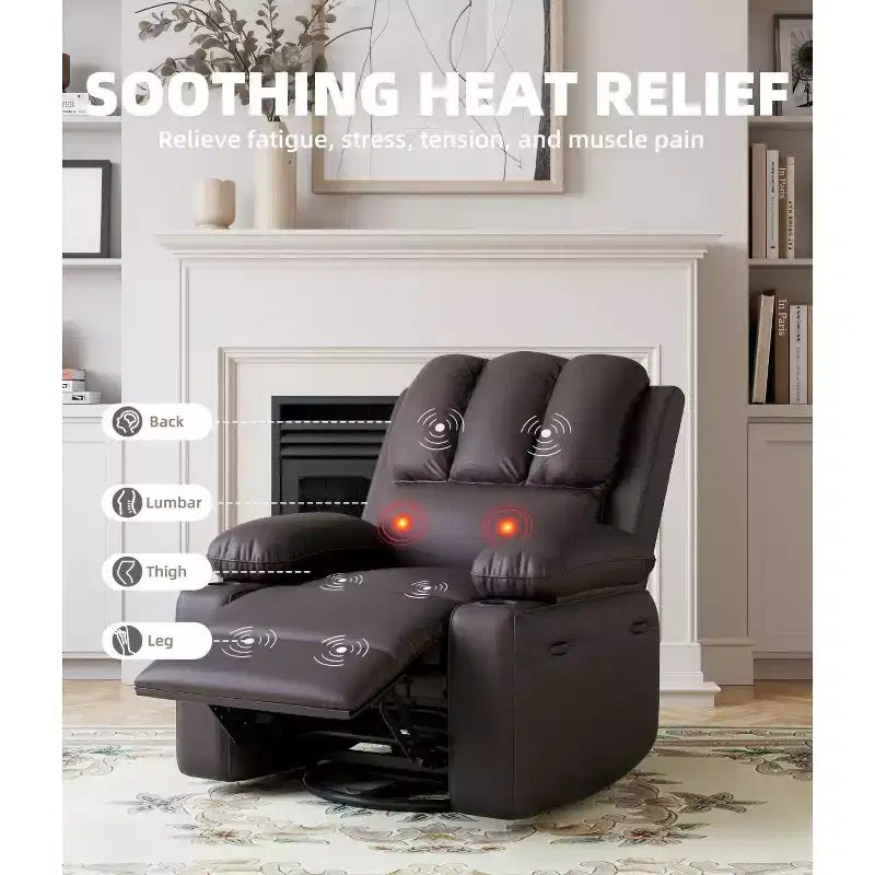 Manual Recliner Chair, PU Leather Reclining Sofa Chair, Modern Comfy Armchair for Bedroom or Living Room, Leather Recliner Chair for Adults