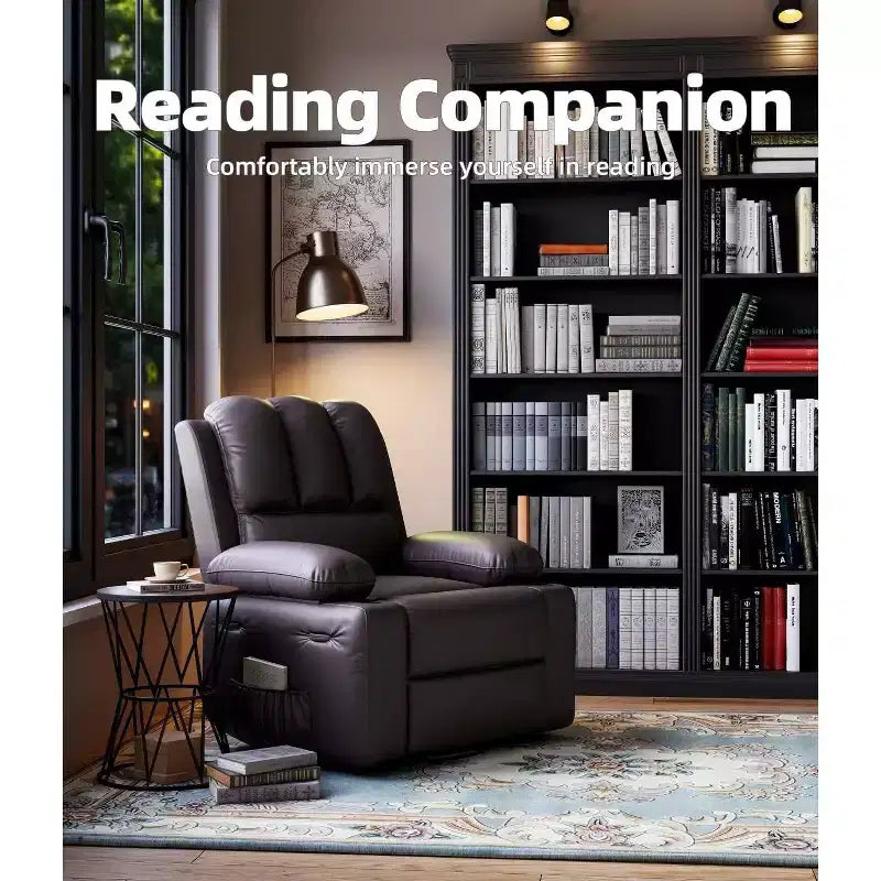 Manual Recliner Chair, PU Leather Reclining Sofa Chair, Modern Comfy Armchair for Bedroom or Living Room, Leather Recliner Chair for Adults