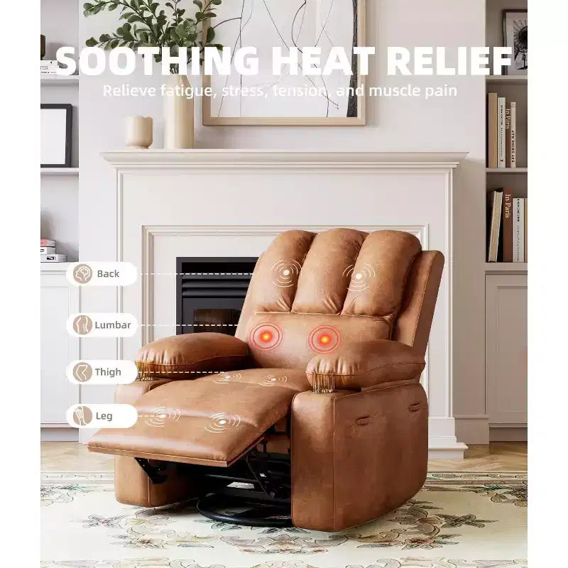 Manual Recliner Chair, PU Leather Reclining Sofa Chair, Modern Comfy Armchair for Bedroom or Living Room, Leather Recliner Chair for Adults