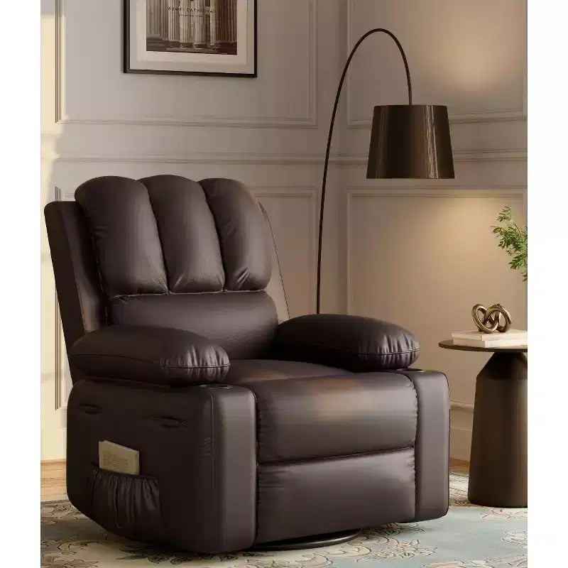 Manual Recliner Chair, PU Leather Reclining Sofa Chair, Modern Comfy Armchair for Bedroom or Living Room, Leather Recliner Chair for Adults