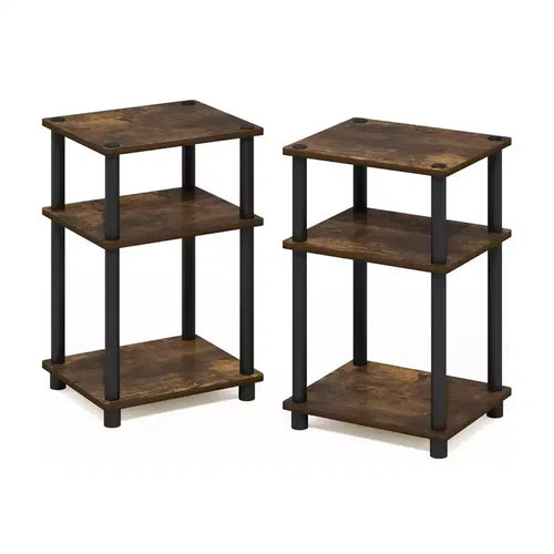 HOMLUX 2 PCS End Table 3-Tier Sofa Side Table Nightstand with Storage Shelf