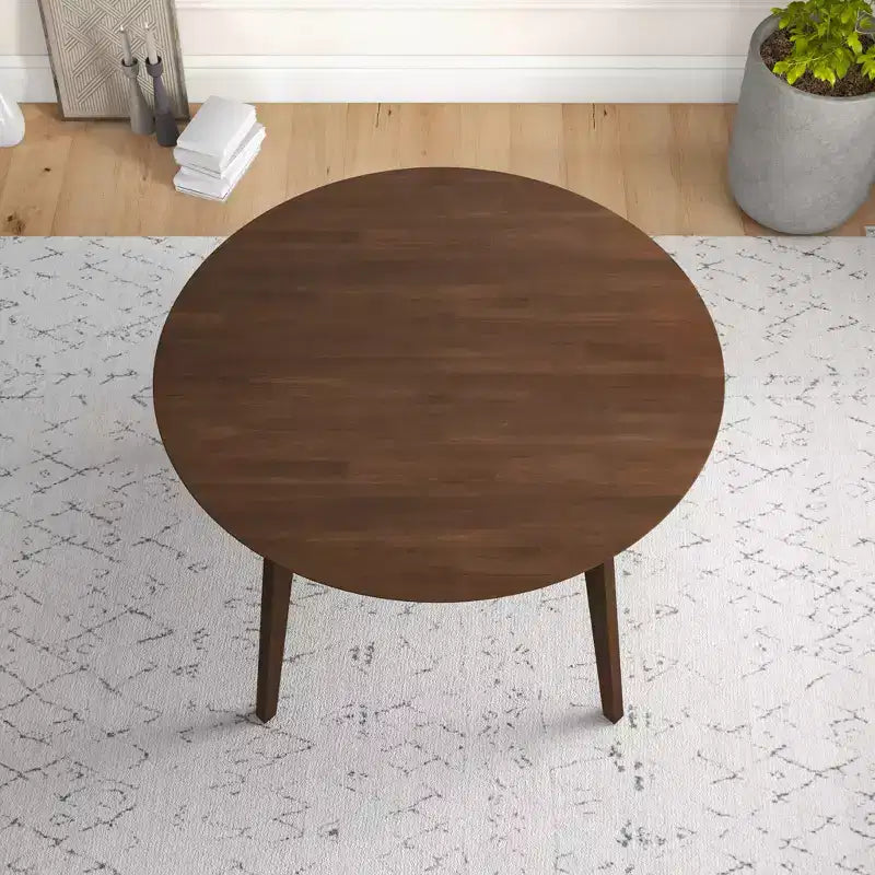 48 Mid-Century Walnut Solid-Wood Dining Table Kid-Safe Beveled Edge, Seats 4, Brown Stain Finish