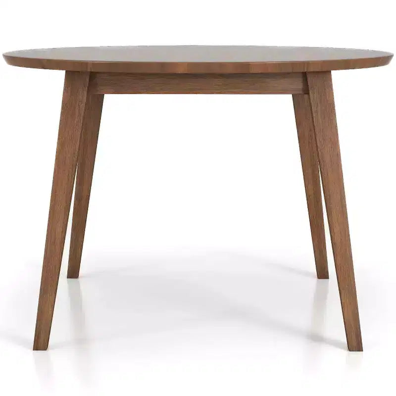48 Mid-Century Walnut Solid-Wood Dining Table Kid-Safe Beveled Edge, Seats 4, Brown Stain Finish