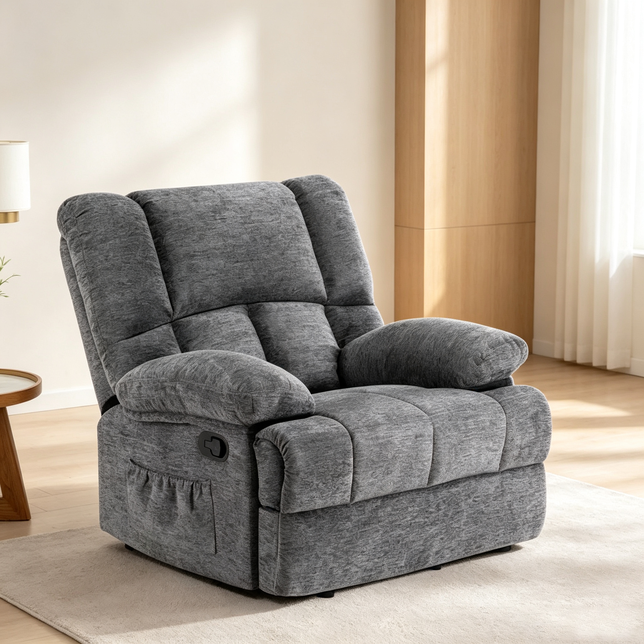 Fauteuil inclinable à bascule surdimensionné en calcaire pour salon