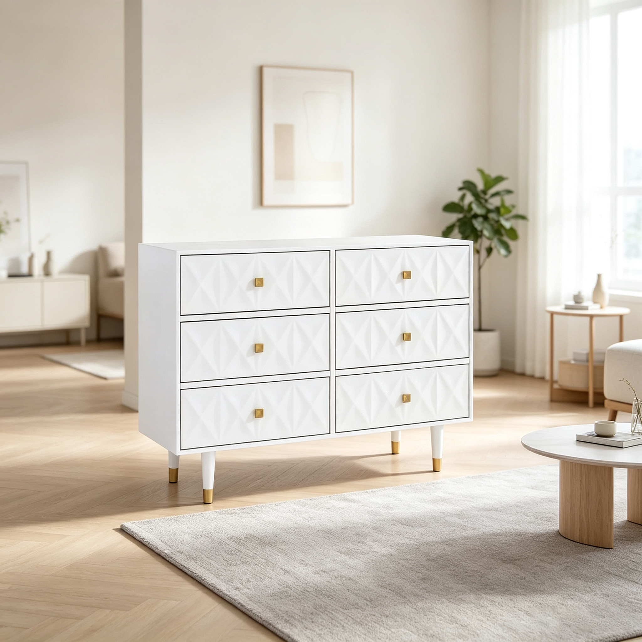 6 Drawer Geo Textured Dresser
