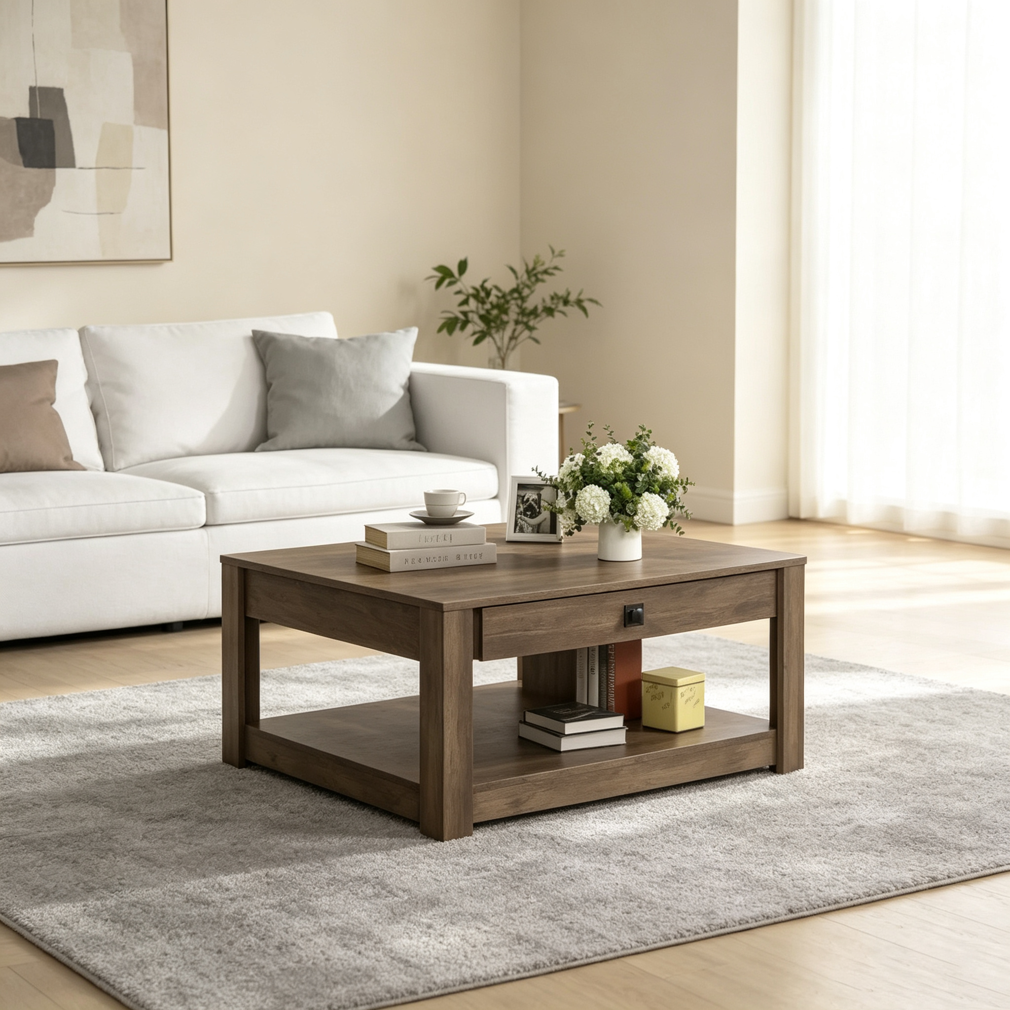 Table basse avec tiroir - Chêne noueux